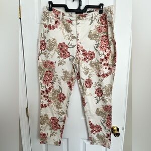 Charter Club Cream and Pink Floral Pants